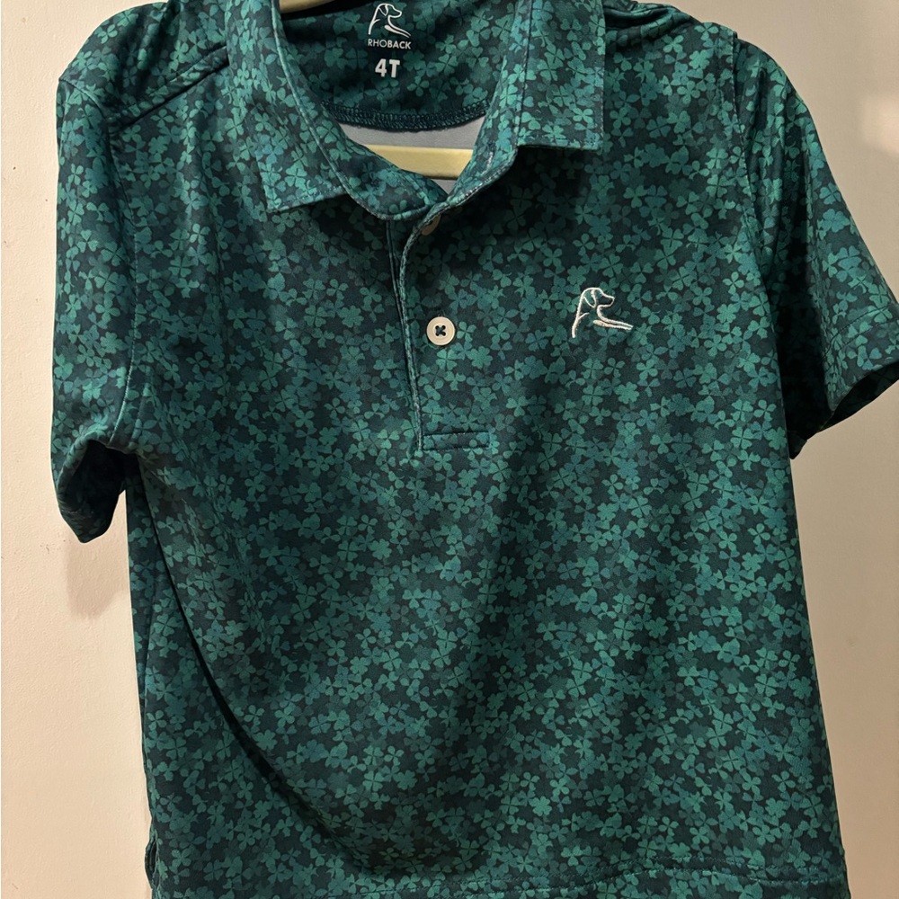 Rhoback Kids lucky Clover Pattern Polo - st Patrick’s day